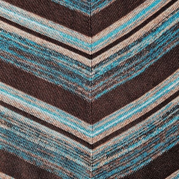 Iz Byer Brown & Turquoise Stripe 3/4 Sleeve Belted Cowl Neck Casual Knit Sweater - Picture 3 of 7